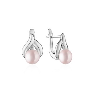 Cercei argint cu perle naturale roz si tortite DiAmanti SK24338EL_L-G (Argint 925‰ 3,3 g.)